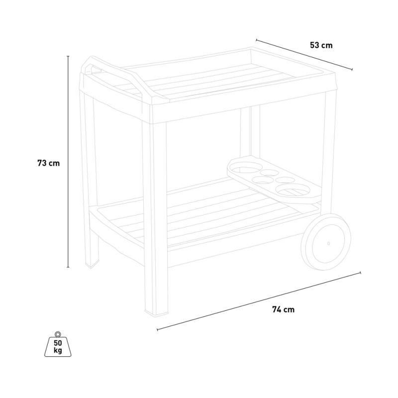 Carrello portavivande porta bevande bibite con ruote Bianco Interno Esterno  Astro