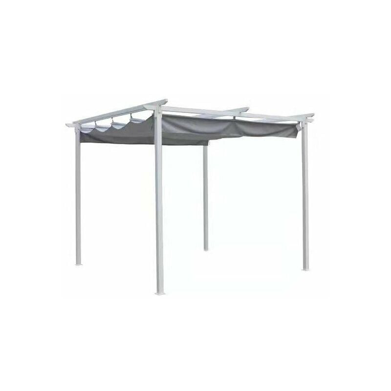 Salmar Gazebo Mykonos 3x3 mt Colore Grigio Crea un'Area Salotto all'Aperto  con Pergola Retrattile