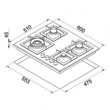 Piano Cottura Plano 60 Alluminium 4 Fuochi